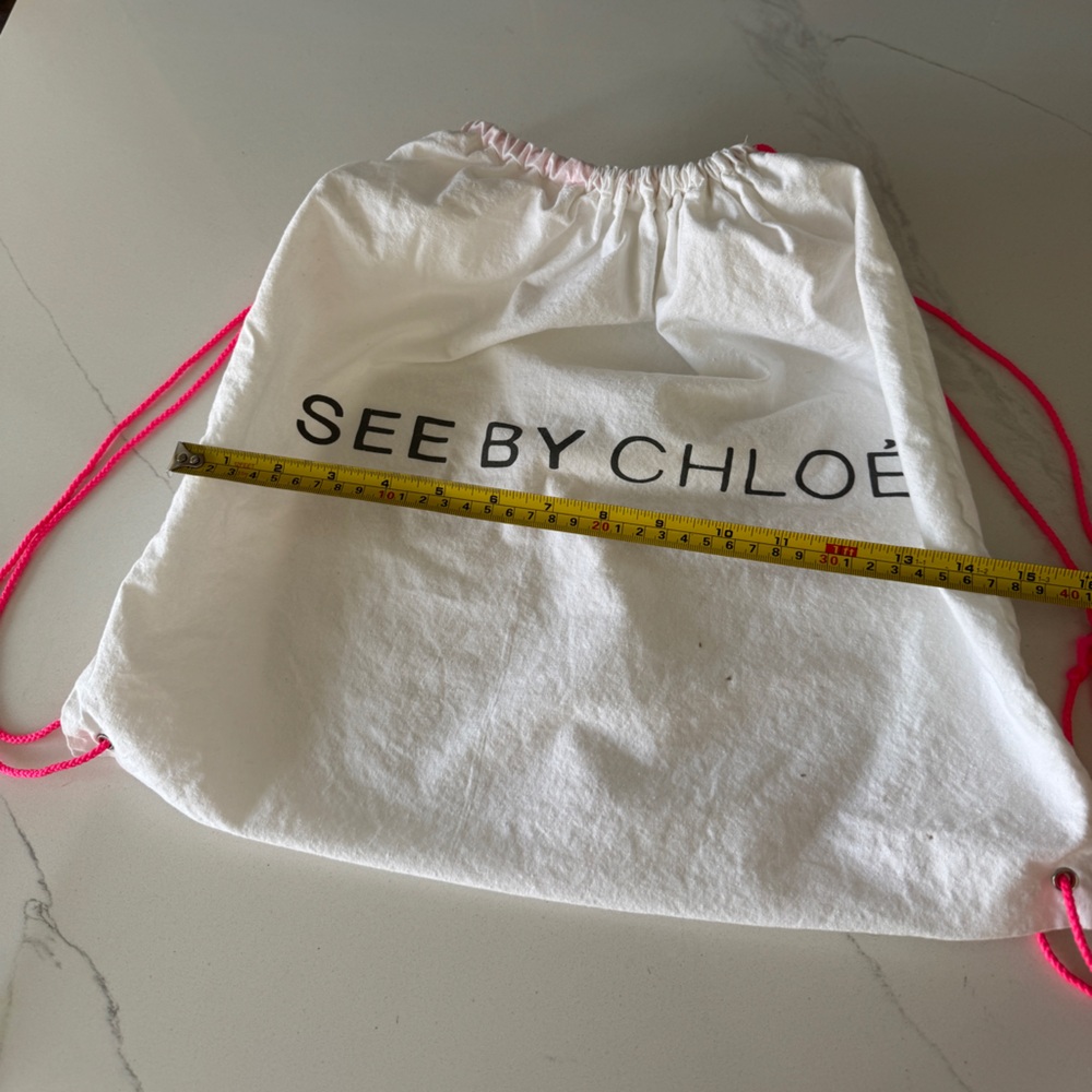 See by Chloé White Drawstring Bag with Pink Cords - Picture 8 of 8